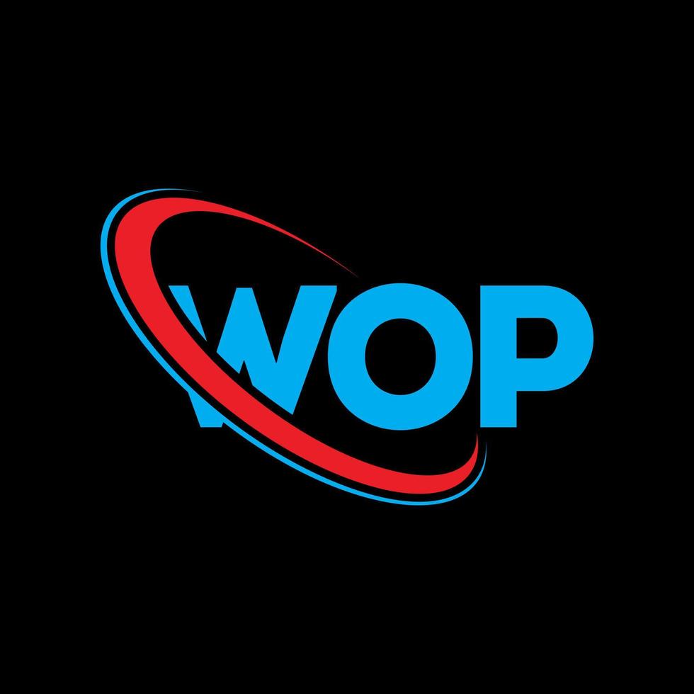 Wop-Logo. Wow Brief. Wop-Brief-Logo-Design. Initialen-Wop-Logo, verbunden mit Kreis und Monogramm-Logo in Großbuchstaben. wop-typografie für technologie-, geschäfts- und immobilienmarke. vektor