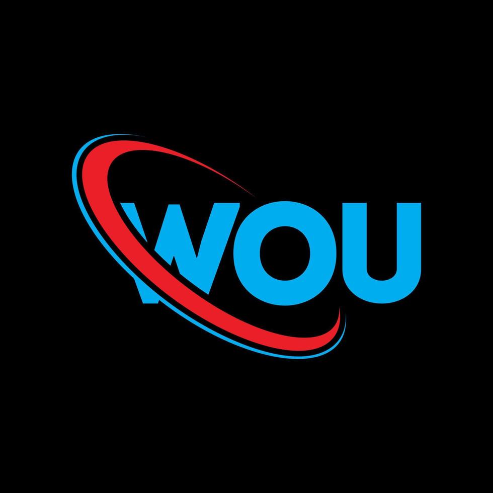 Wou-Logo. wou brief. wou-Buchstaben-Logo-Design. Initialen Wou-Logo, verbunden mit Kreis und Monogramm-Logo in Großbuchstaben. wou typografie für technologie-, geschäfts- und immobilienmarke. vektor