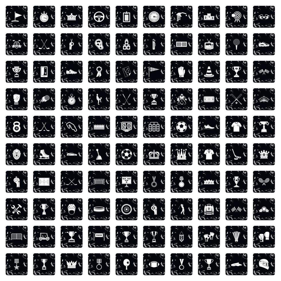 100 Auszeichnungen Icons Set, Grunge-Stil vektor