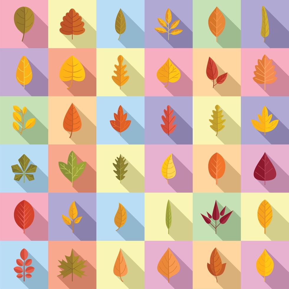 Herbstlaub-Symbole setzen flachen Vektor. Herbstblatt vektor