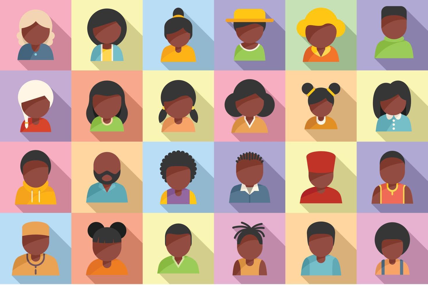 afrikanska människor ikoner som platt vektor. hår lockigt vektor