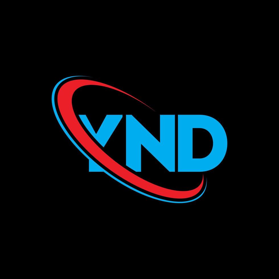 ynd logotyp. ynd brev. ynd bokstavslogotypdesign. initialer ynd logotyp länkad med cirkel och versaler monogram logotyp. ynd typografi för teknik, företag och fastighetsmärke. vektor