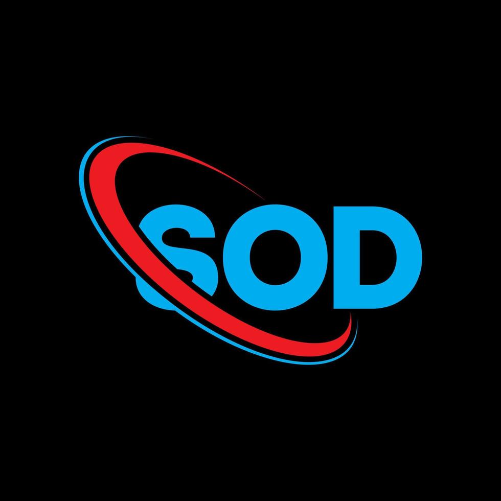 sod logotyp. sod brev. sod brev logotyp design. initialer sod logotyp länkad med cirkel och versaler monogram logotyp. sod typografi för teknik, företag och fastigheter varumärke. vektor