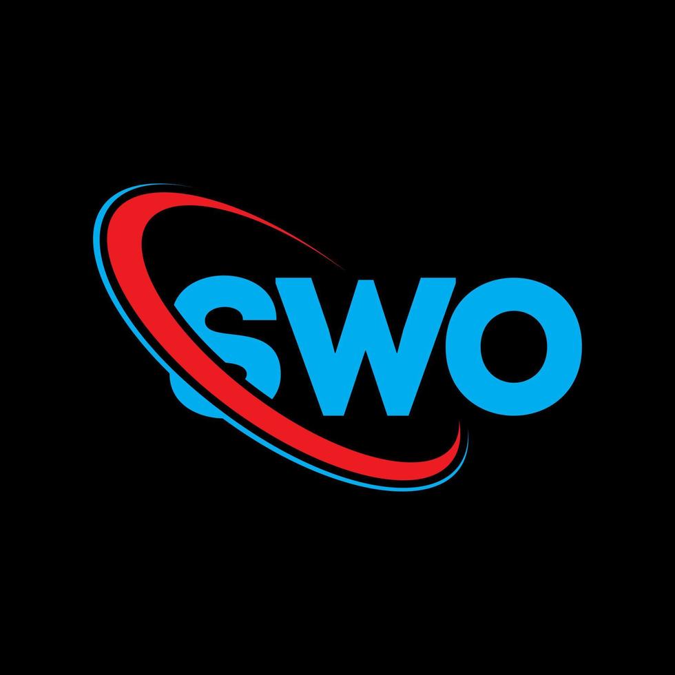 swo-Logo. swo Brief. Logo-Design mit zwei Buchstaben. Initialen swo-Logo verbunden mit Kreis und Monogramm-Logo in Großbuchstaben. swo typografie für technologie-, geschäfts- und immobilienmarke. vektor