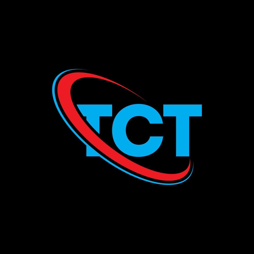 tct-Logo. tct-Brief. tct-Buchstaben-Logo-Design. Initialen TCT-Logo verbunden mit Kreis und Monogramm-Logo in Großbuchstaben. tct-typografie für technologie-, geschäfts- und immobilienmarke. vektor