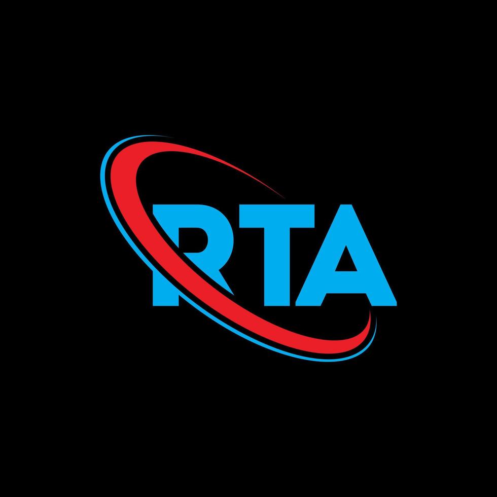 rta-Logo. rta-Brief. RTA-Brief-Logo-Design. Initialen RTA-Logo verbunden mit Kreis und Monogramm-Logo in Großbuchstaben. rta-typografie für technologie-, geschäfts- und immobilienmarke. vektor