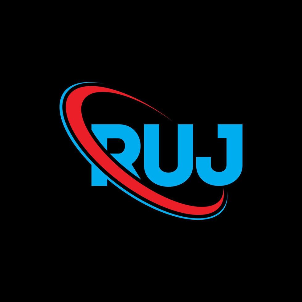 ruj logotyp. ruj brev. ruj bokstavslogotypdesign. initialer ruj logotyp länkad med cirkel och versaler monogram logotyp. ruj typografi för teknik, företag och fastighetsmärke. vektor