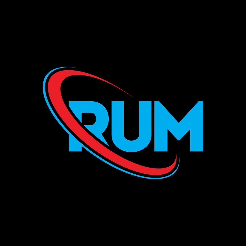 Rum-Logo. Rum Brief. Rum-Brief-Logo-Design. Initialen-Rum-Logo verbunden mit Kreis und Monogramm-Logo in Großbuchstaben. rumtypografie für technologie-, geschäfts- und immobilienmarke. vektor