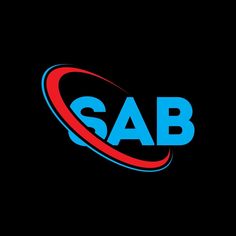 sab-Logo. sab Brief. sab-Buchstaben-Logo-Design. Initialen sab Logo verbunden mit Kreis und Monogramm-Logo in Großbuchstaben. sab-typografie für technologie-, geschäfts- und immobilienmarke. vektor