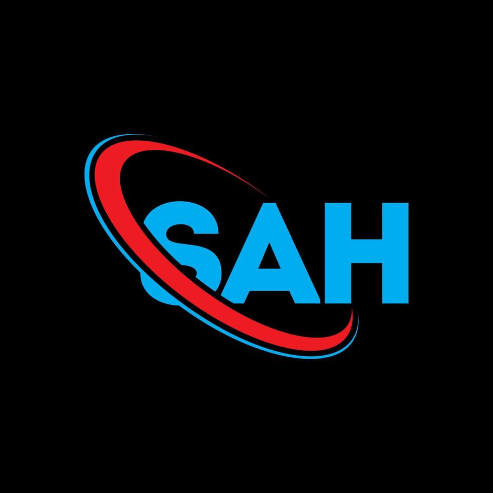 Sah-Logo. sah Brief. Logo-Design mit Sah-Buchstaben. Initialen-Sah-Logo, verbunden mit Kreis und Monogramm-Logo in Großbuchstaben. sah typografie für technologie-, geschäfts- und immobilienmarke. vektor