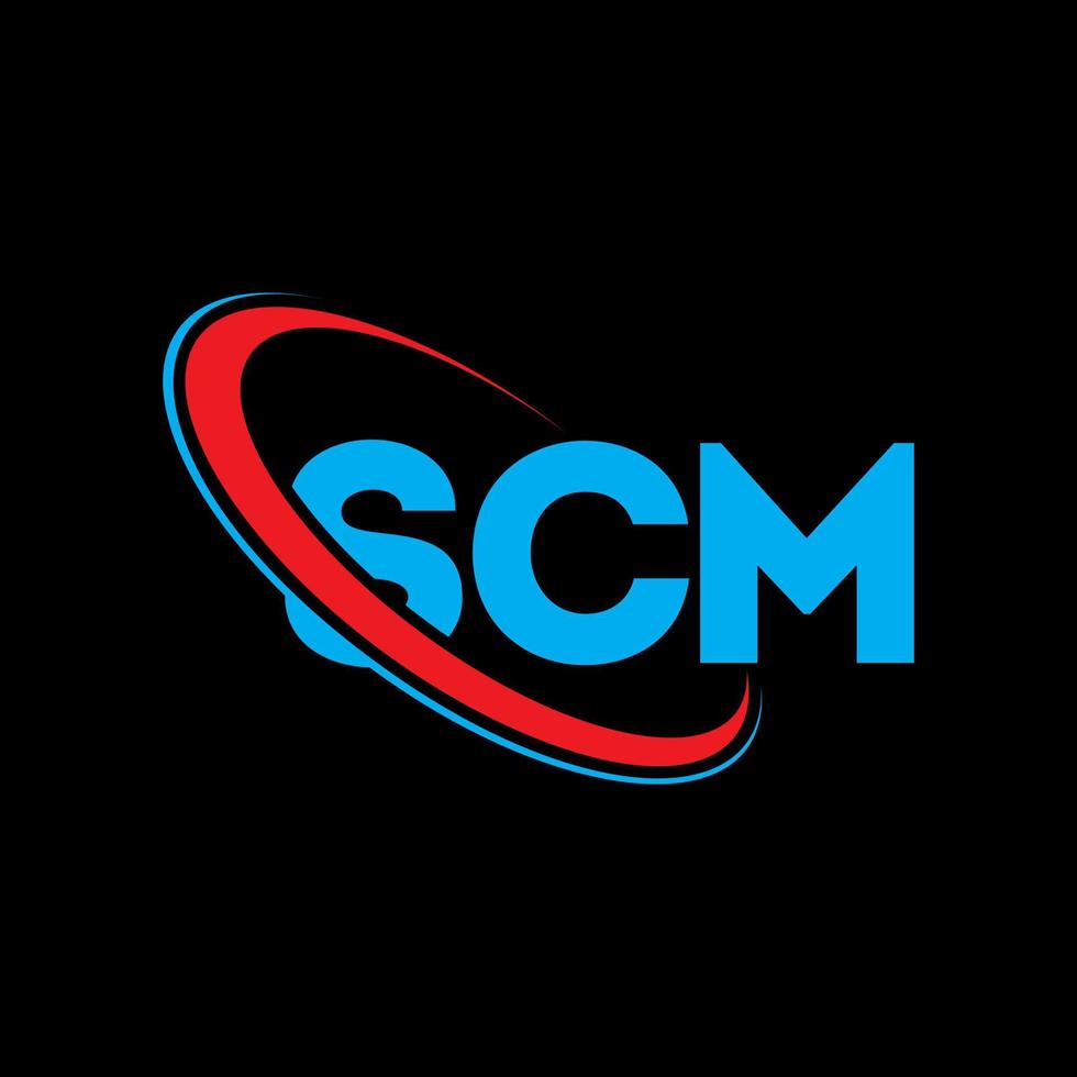 scm logotyp. scm brev. SCM-bokstavslogotypdesign. initialer scm logotyp länkad med cirkel och versaler monogram logotyp. scm typografi för teknik, företag och fastighetsmärke. vektor