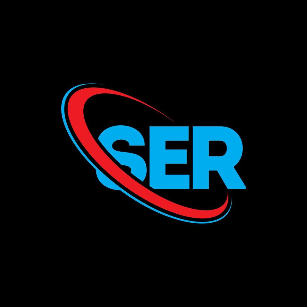 Ser-Logo. Ser Brief. Design des Ser-Brief-Logos. Initialen-Ser-Logo, verbunden mit Kreis und Monogramm-Logo in Großbuchstaben. sertypografie für technologie-, geschäfts- und immobilienmarke. vektor