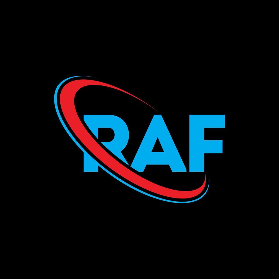 raf logotyp. raf brev. raf brev logotyp design. initialer raf logotyp länkad med cirkel och versaler monogram logotyp. raf typografi för teknik, företag och fastighetsmärke. vektor