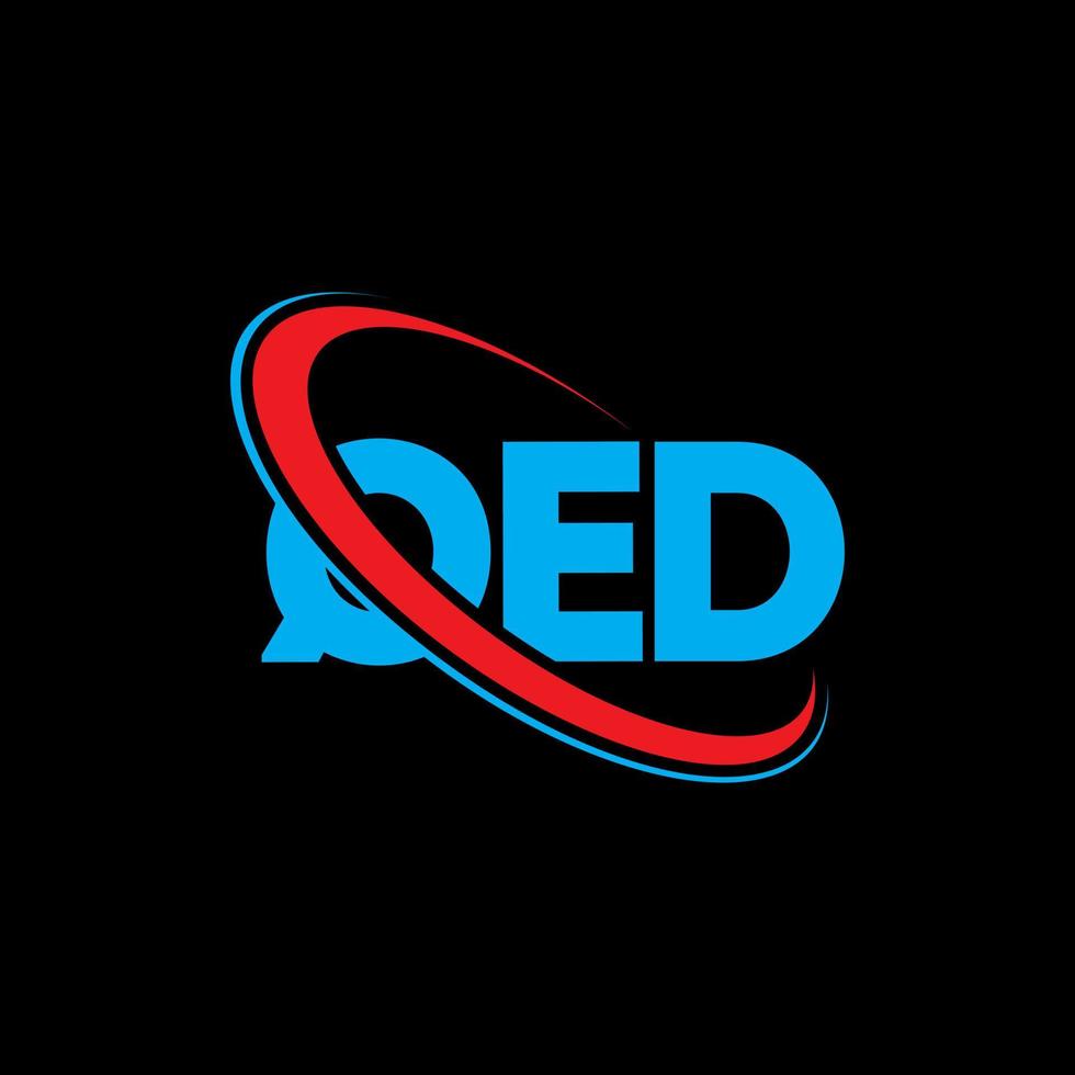 qed-Logo. Qed-Brief. Qed-Brief-Logo-Design. Initialen qed-Logo verbunden mit Kreis und Monogramm-Logo in Großbuchstaben. qed typografie für technologie-, geschäfts- und immobilienmarke. vektor