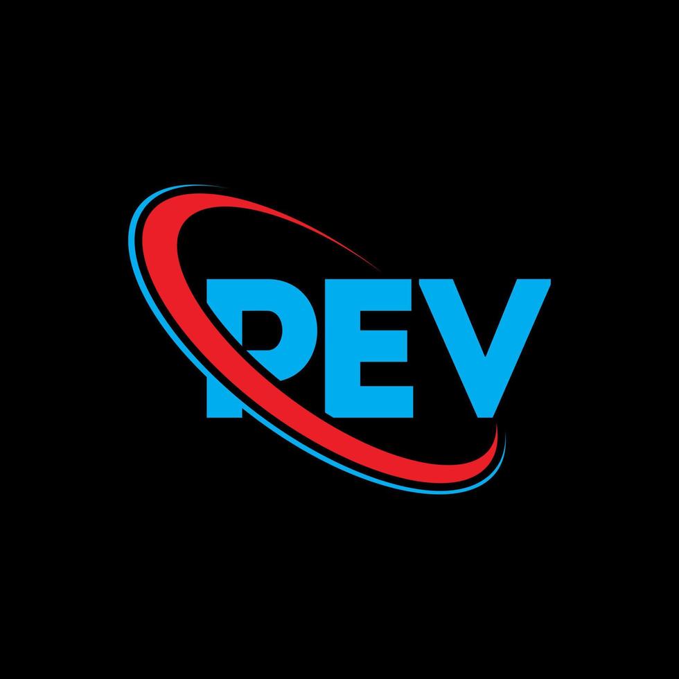 pev-Logo. pev Brief. PEV-Brief-Logo-Design. Initialen pev-Logo verbunden mit Kreis und Monogramm-Logo in Großbuchstaben. pev-typografie für technologie-, geschäfts- und immobilienmarke. vektor