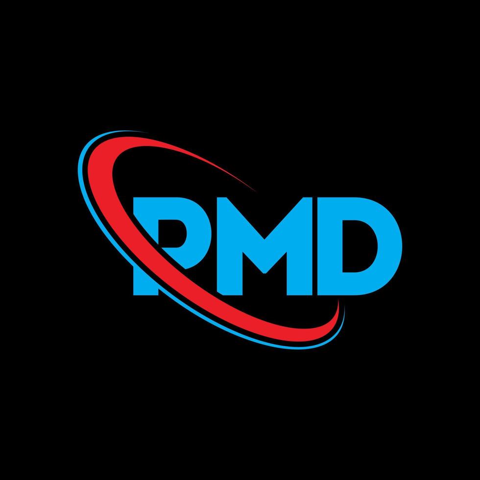 pmd-Logo. pmd-Brief. pmd-Buchstaben-Logo-Design. Initialen PMD-Logo verbunden mit Kreis und Monogramm-Logo in Großbuchstaben. pmd typografie für technologie-, geschäfts- und immobilienmarke. vektor