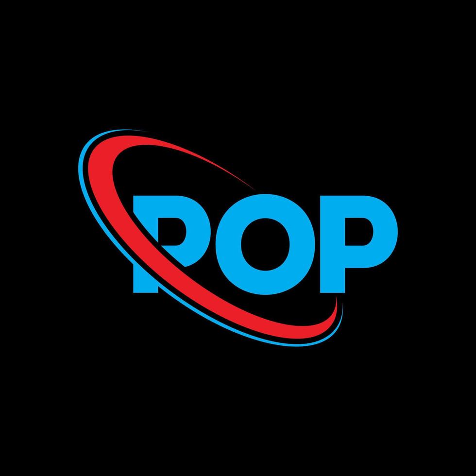 Pop-Logo. Pop-Brief. Logo-Design mit Pop-Buchstaben. Initialen-Pop-Logo, verbunden mit Kreis und Monogramm-Logo in Großbuchstaben. pop-typografie für technologie-, geschäfts- und immobilienmarke. vektor