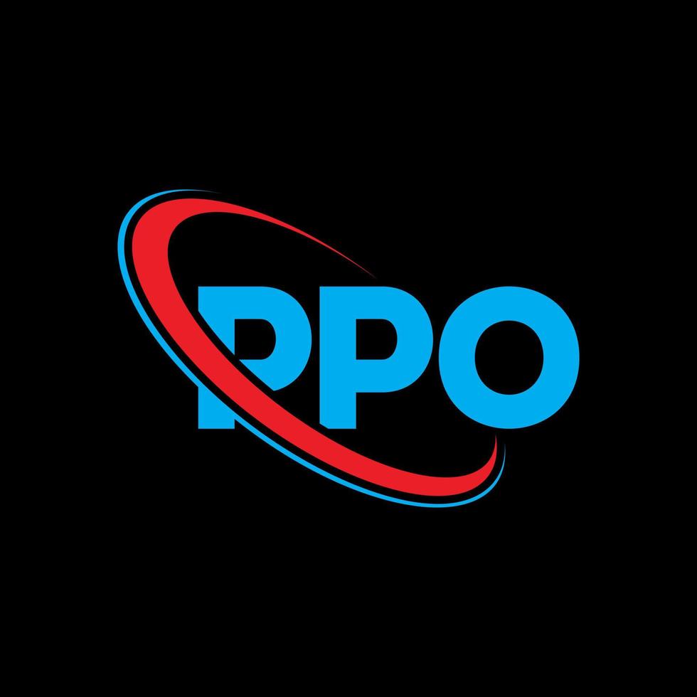 ppo-Logo. ppo-Brief. ppo-Buchstaben-Logo-Design. Initialen ppo-Logo verbunden mit Kreis und Monogramm-Logo in Großbuchstaben. ppo-typografie für technologie-, geschäfts- und immobilienmarke. vektor