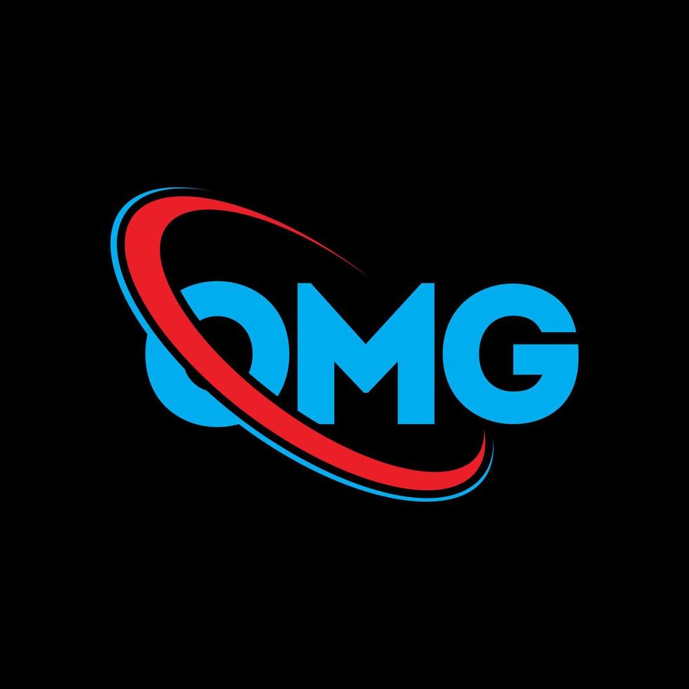 Omg-Logo. Omg Brief. omg-Buchstaben-Logo-Design. Initialen Omg-Logo, verbunden mit Kreis und Monogramm-Logo in Großbuchstaben. omg typografie für technologie-, geschäfts- und immobilienmarke. vektor