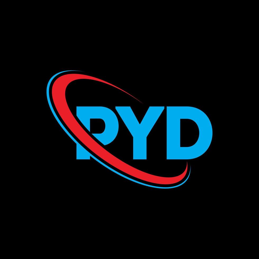 pyd logotyp. pyd brev. pyd brev logotyp design. initialer pyd logotyp länkad med cirkel och versaler monogram logotyp. pyd typografi för teknik, företag och fastighetsmärke. vektor