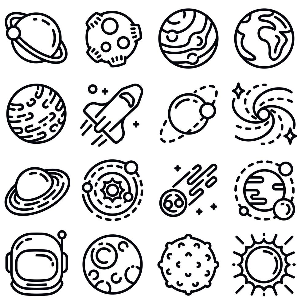 Planeten-Icon-Set, Umrissstil vektor