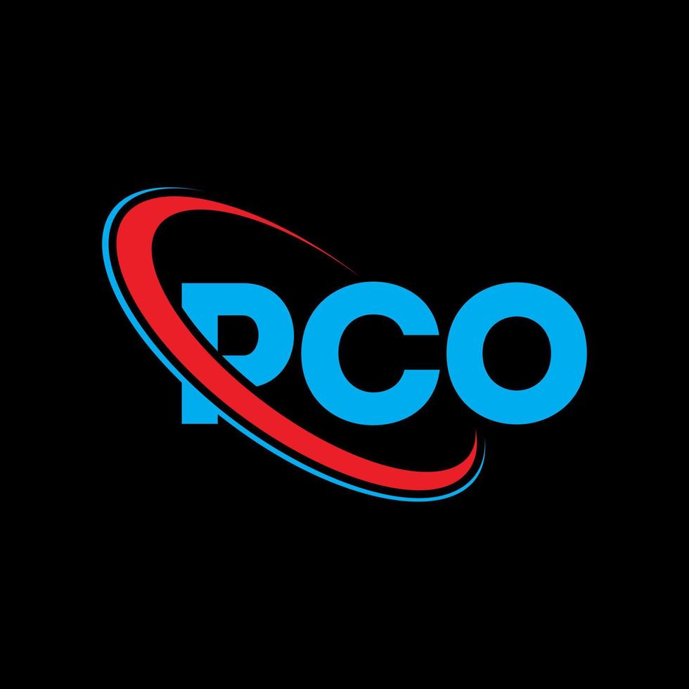 pco-Logo. pco-Brief. pco-Buchstaben-Logo-Design. Initialen pco-Logo verbunden mit Kreis und Monogramm-Logo in Großbuchstaben. pco-typografie für technologie-, geschäfts- und immobilienmarke. vektor