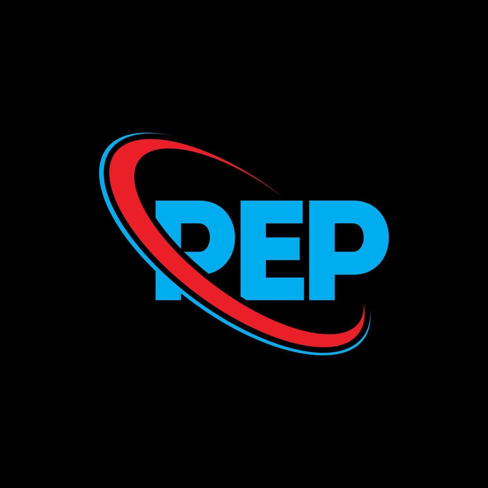 Pep-Logo. Pep-Brief. Pep-Brief-Logo-Design. Initialen-Pep-Logo, verbunden mit Kreis und Monogramm-Logo in Großbuchstaben. Pep-Typografie für Technologie-, Geschäfts- und Immobilienmarken. vektor