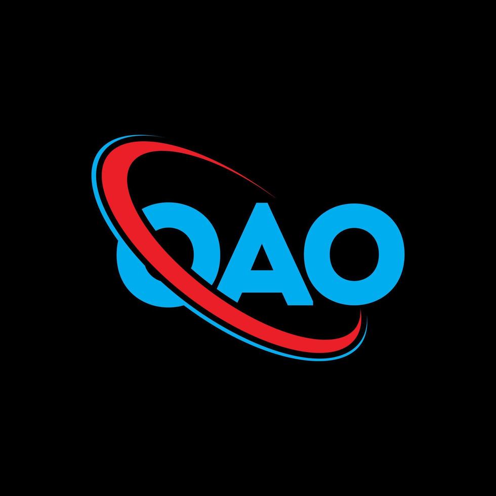 oao-Logo. ooo Brief. oao-Buchstaben-Logo-Design. Initialen oao-Logo verbunden mit Kreis und Monogramm-Logo in Großbuchstaben. oao typografie für technologie-, geschäfts- und immobilienmarke. vektor