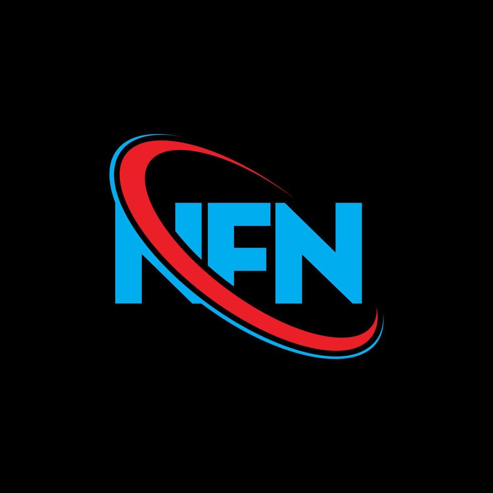 nfn logotyp. nfn brev. nfn bokstavslogotypdesign. initialer nfn logotyp länkad med cirkel och versaler monogram logotyp. nfn typografi för teknik, företag och fastighetsmärke. vektor