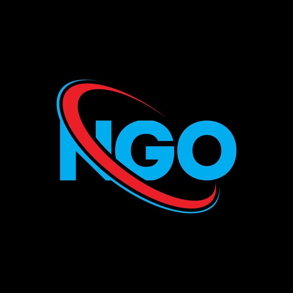 ngo-Logo. NGO-Brief. ngo-Brief-Logo-Design. NGO-Logo mit Initialen, verbunden mit einem Kreis und einem Monogramm-Logo in Großbuchstaben. ngo-typografie für technologie-, geschäfts- und immobilienmarke. vektor