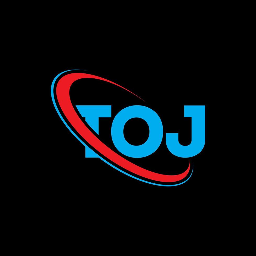 toj-Logo. toj brief. toj Brief Logo-Design. Initialen toj-Logo verbunden mit Kreis und Monogramm-Logo in Großbuchstaben. toj typografie für technologie, business und immobilienmarke. vektor