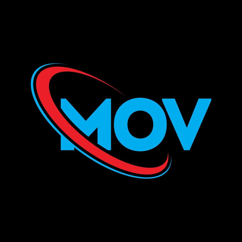 mov logotyp. mov brev. mov brev logotyp design. initialer mov logotyp länkad med cirkel och versaler monogram logotyp. mov typografi för teknik, företag och fastighetsmärke. vektor