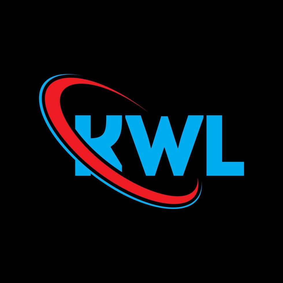 kwl-Logo. kwl-Brief. kwl-Buchstaben-Logo-Design. Initialen kwl-Logo verbunden mit Kreis und Monogramm-Logo in Großbuchstaben. kwl Typografie für Technologie-, Business- und Immobilienmarke. vektor