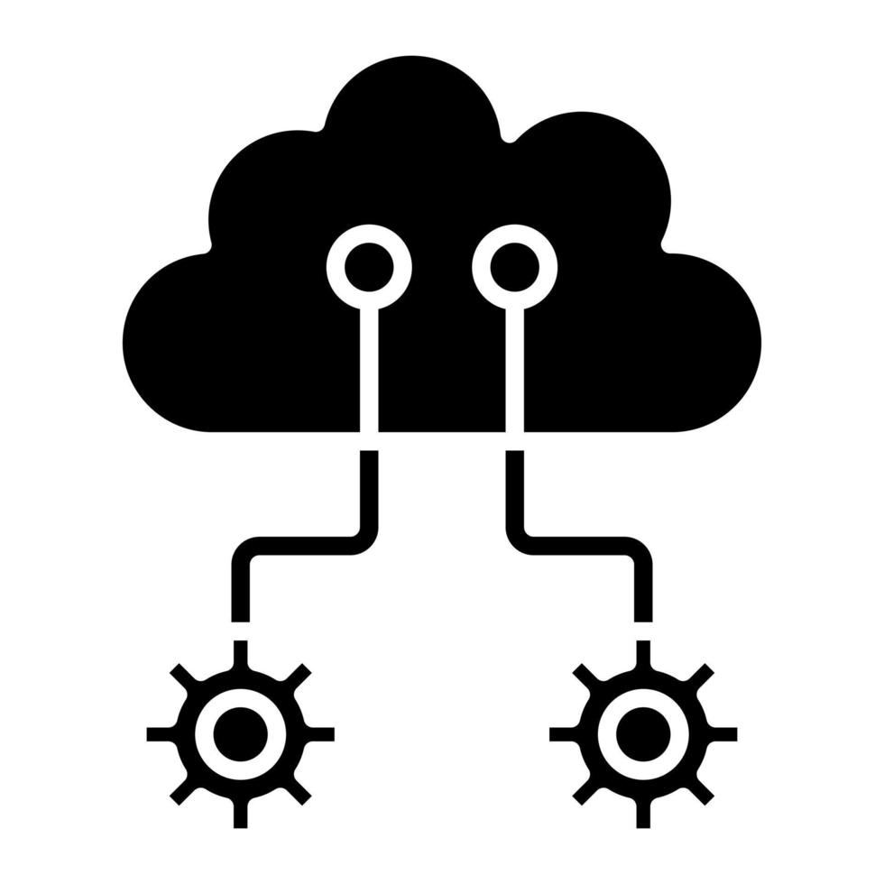 Glyphensymbol für die Cloud-Schnittstelle vektor