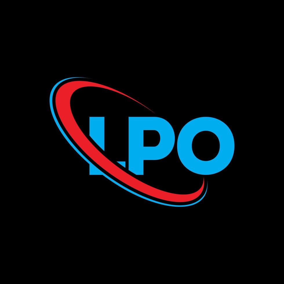 lpo-Logo. lpo-Brief. lpo-Buchstaben-Logo-Design. Initialen lpo-Logo verbunden mit Kreis und Monogramm-Logo in Großbuchstaben. lpo-typografie für technologie-, geschäfts- und immobilienmarke. vektor