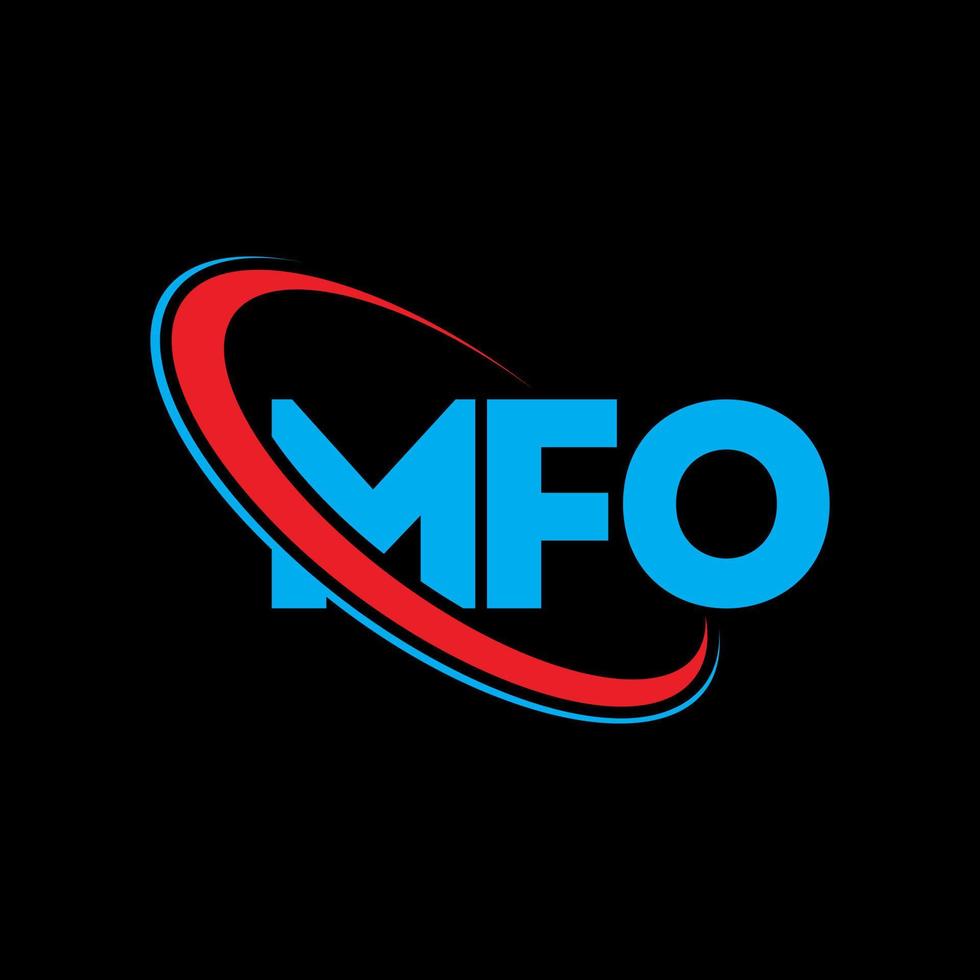 mfo logotyp. mfo brev. mfo brev logotyp design. initialer mfo logotyp länkad med cirkel och versaler monogram logotyp. mfo typografi för teknik, företag och fastighetsmärke. vektor