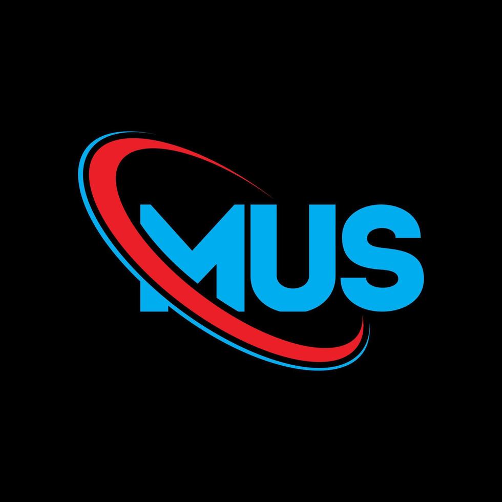 Mus-Logo. Mus-Brief. Logo-Design mit Mus-Buchstaben. Initialen Mus-Logo verbunden mit Kreis und Monogramm-Logo in Großbuchstaben. mus typografie für technologie-, geschäfts- und immobilienmarke. vektor