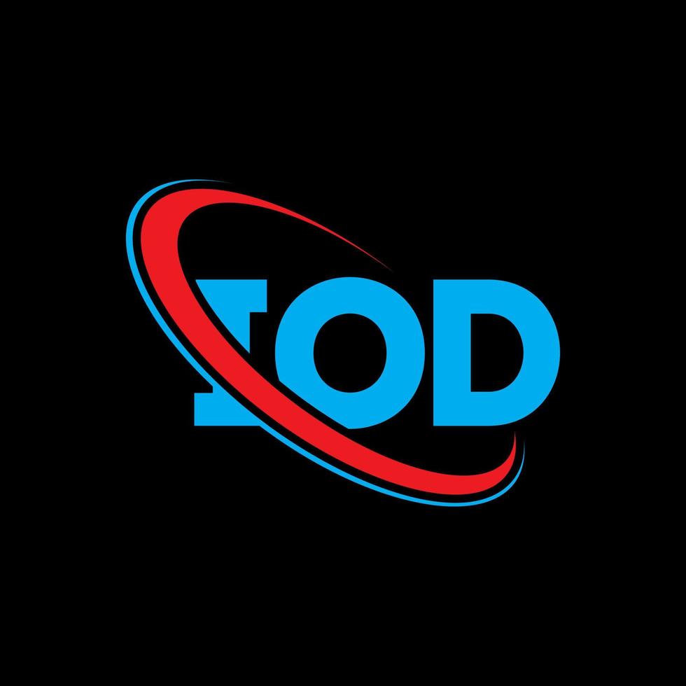 Iod-Logo. Iod-Buchstabe. Logo-Design mit Iod-Buchstaben. Initialen-Iod-Logo, verbunden mit Kreis und Monogramm-Logo in Großbuchstaben. iod-typografie für technologie-, geschäfts- und immobilienmarke. vektor