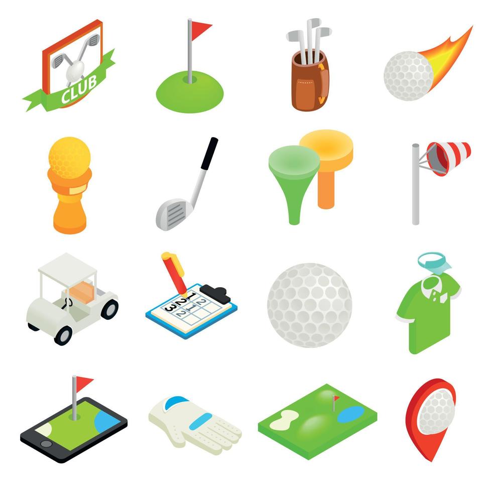 Golf isometrisches 3D-Icon-Set vektor