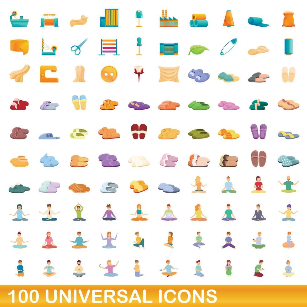 100 universelle Symbole im Cartoon-Stil vektor