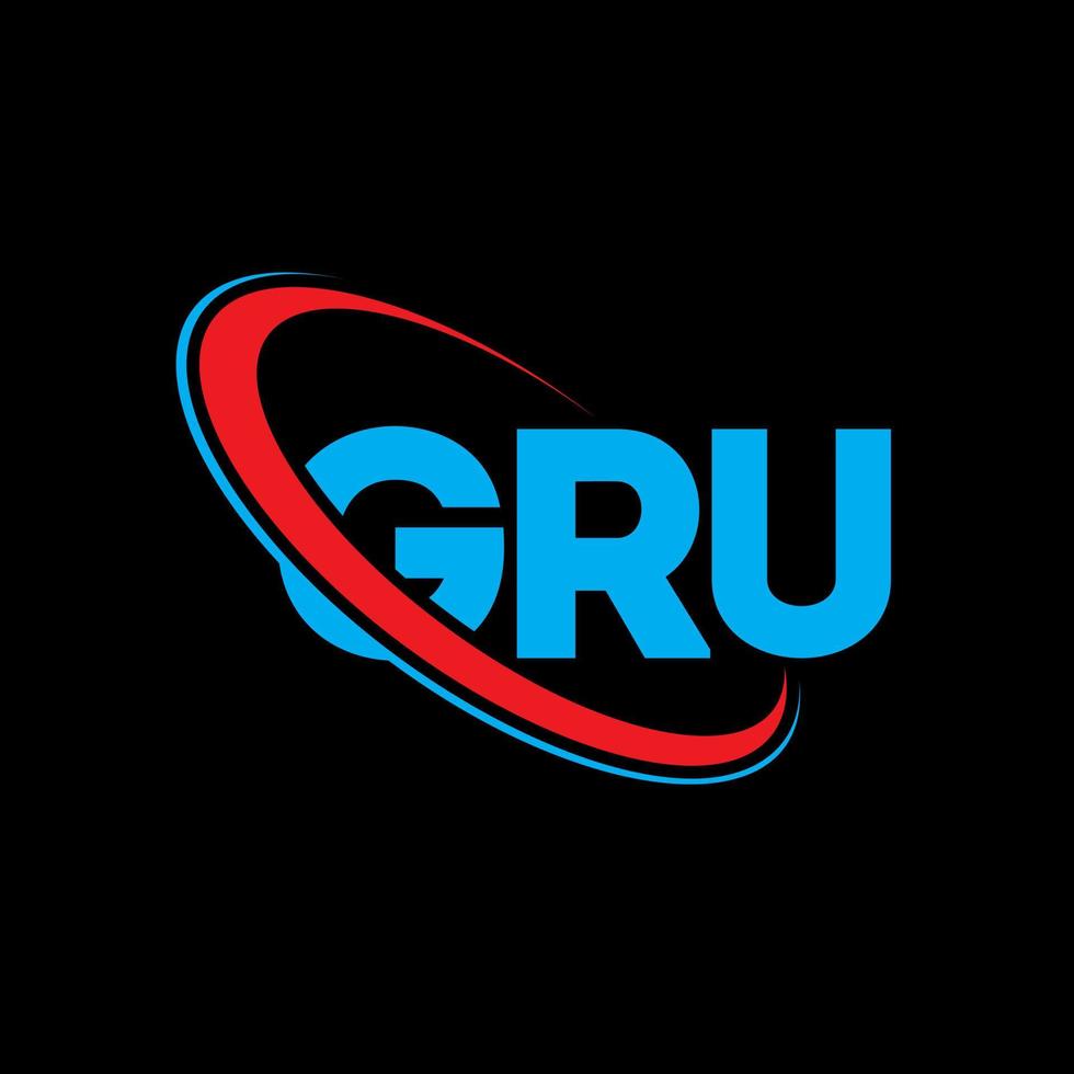 Gru-Logo. Gru-Brief. gru-Brief-Logo-Design. initialen gru logo verbunden mit kreis und monogramm logo in großbuchstaben. gru typografie für technik-, business- und immobilienmarke. vektor