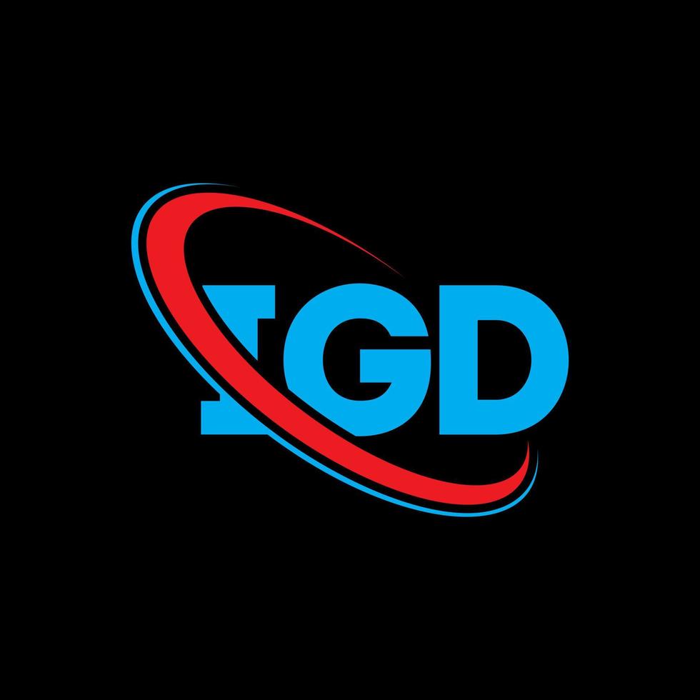 igd-Logo. igd-Brief. igd-Buchstaben-Logo-Design. Initialen igd-Logo verbunden mit Kreis und Monogramm-Logo in Großbuchstaben. igd-typografie für technologie-, business- und immobilienmarke. vektor