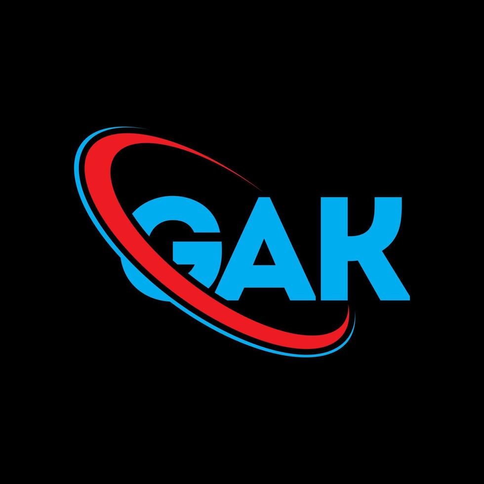 gak-Logo. Gak-Brief. Gak-Brief-Logo-Design. Initialen-Gak-Logo, verbunden mit Kreis und Monogramm-Logo in Großbuchstaben. gak typografie für technologie-, geschäfts- und immobilienmarke. vektor