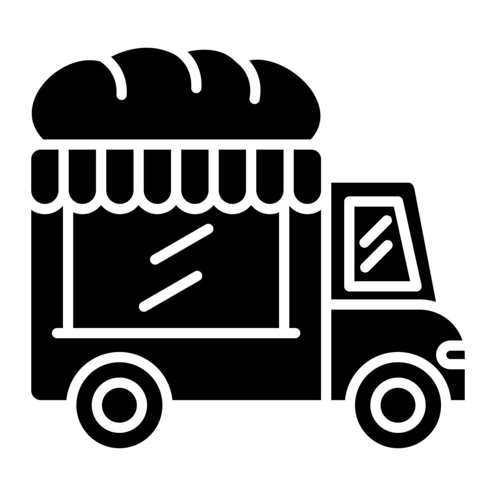 Bäckerei-LKW-Glyphen-Symbol vektor