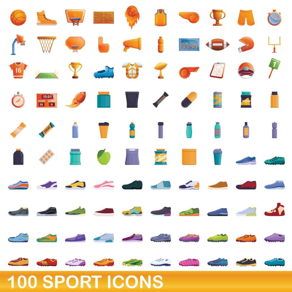 100 Sportsymbole im Cartoon-Stil vektor