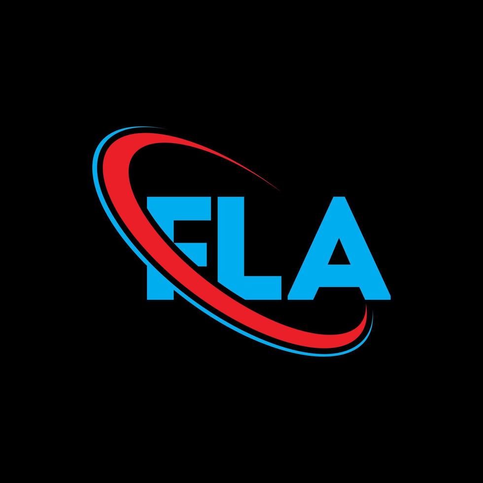 fla logotyp. fla bokstav. fla letter logotyp design. initialer fla logotyp länkad med cirkel och versaler monogram logotyp. fla typografi för teknik, affärs- och fastighetsmärke. vektor