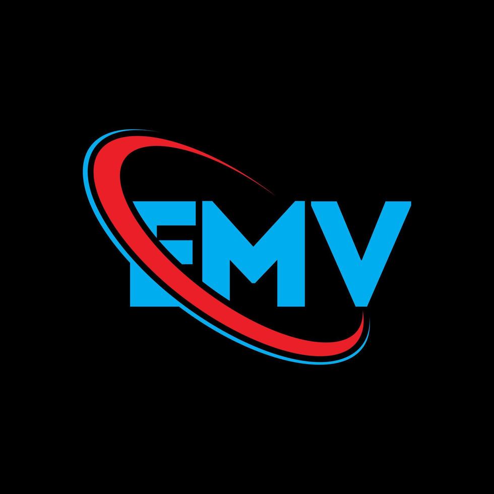 emv-Logo. emv brief. emv-Buchstaben-Logo-Design. Initialen EMV-Logo verbunden mit Kreis und Monogramm-Logo in Großbuchstaben. emv-typografie für technologie-, business- und immobilienmarke. vektor