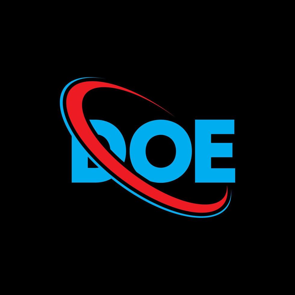 Doe-Logo. Brief. Logo-Design mit Buchstaben. Initialen haben ein Logo, das mit einem Kreis und einem Monogramm-Logo in Großbuchstaben verbunden ist. doe typografie für technologie-, geschäfts- und immobilienmarke. vektor