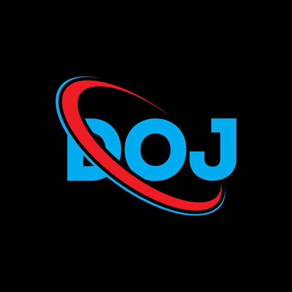 doj-Logo. doj-Brief. doj-Buchstaben-Logo-Design. Initialen doj-Logo verbunden mit Kreis und Monogramm-Logo in Großbuchstaben. doj typografie für technologie-, geschäfts- und immobilienmarke. vektor