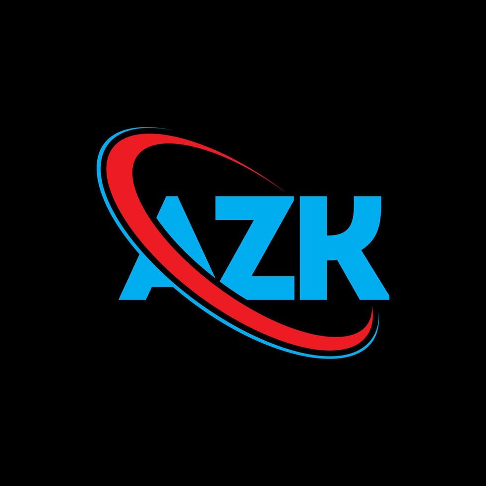 azk-Logo. Brief schreiben. azk-Brief-Logo-Design. Initialen azk-Logo verbunden mit Kreis und Monogramm-Logo in Großbuchstaben. azk typografie für technologie-, geschäfts- und immobilienmarke. vektor